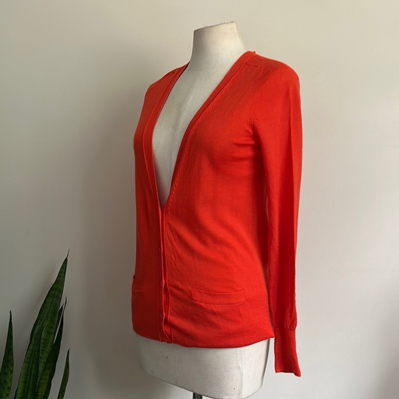 J. Crew Orange TAILORED 100% Merino Wool KNIT CARDIGAN Sweater Sz XS - Picture 2 of 5